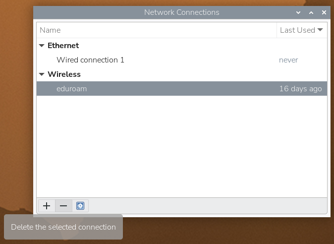 Delete Eduroamnetwork connection on Raspberry Pi OS