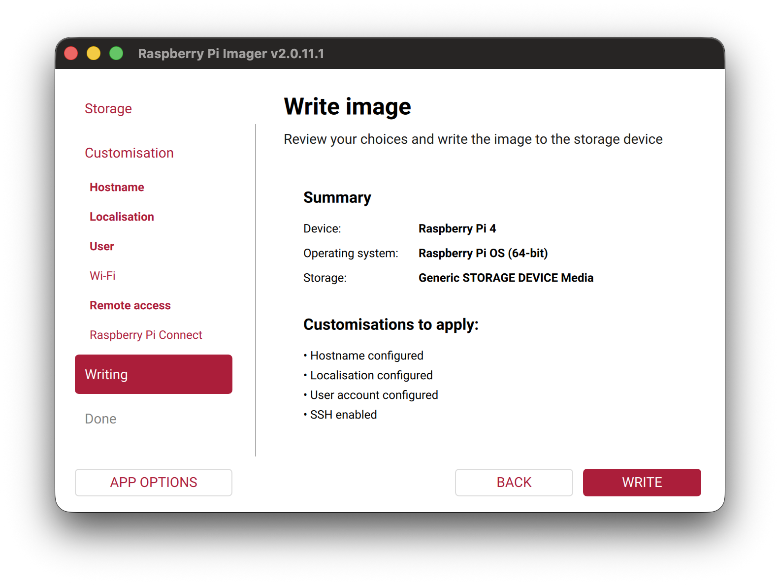 Write operating system to SD card